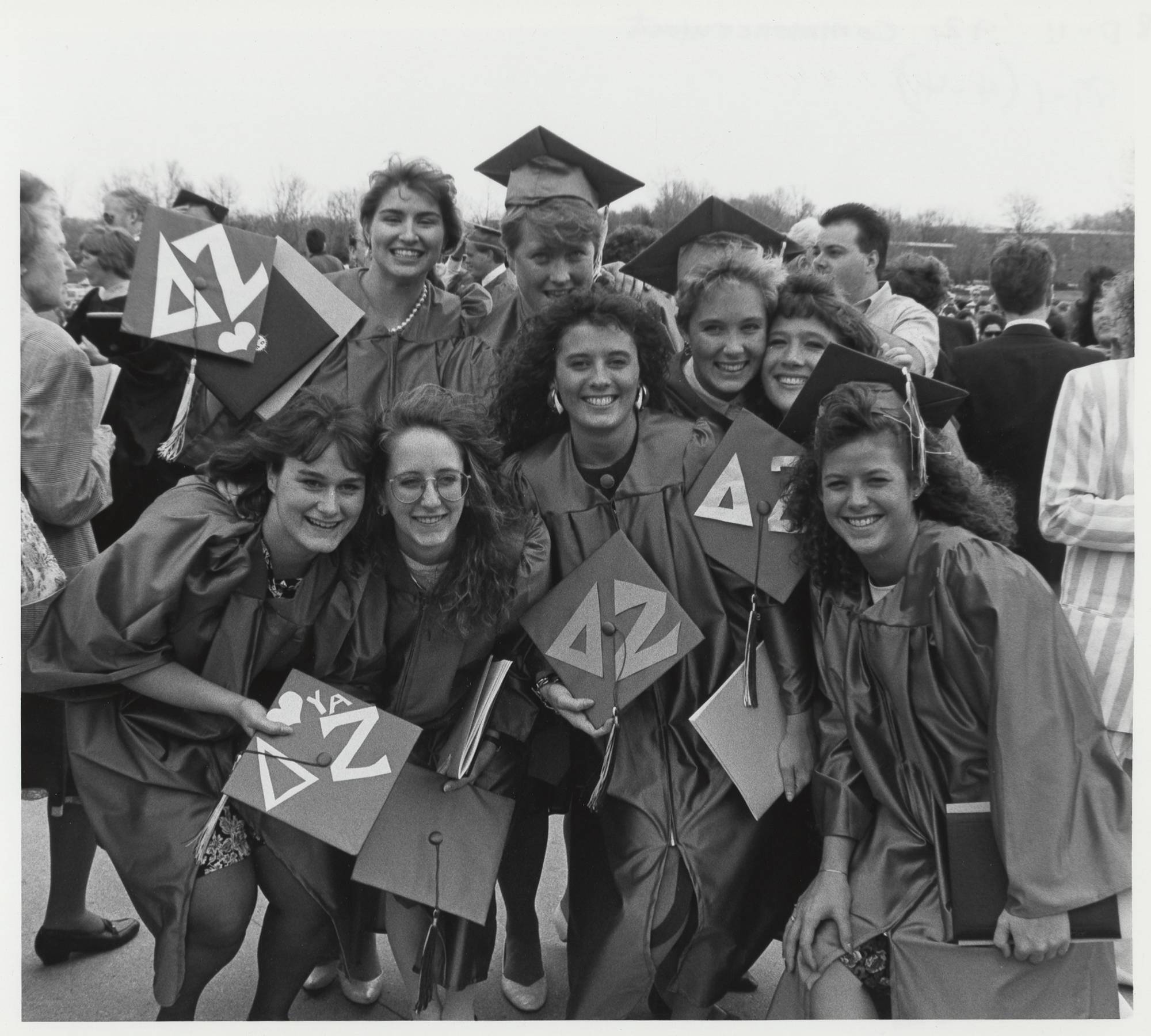 Graduating members of Delta Zeta sorority at 1992 commencement.